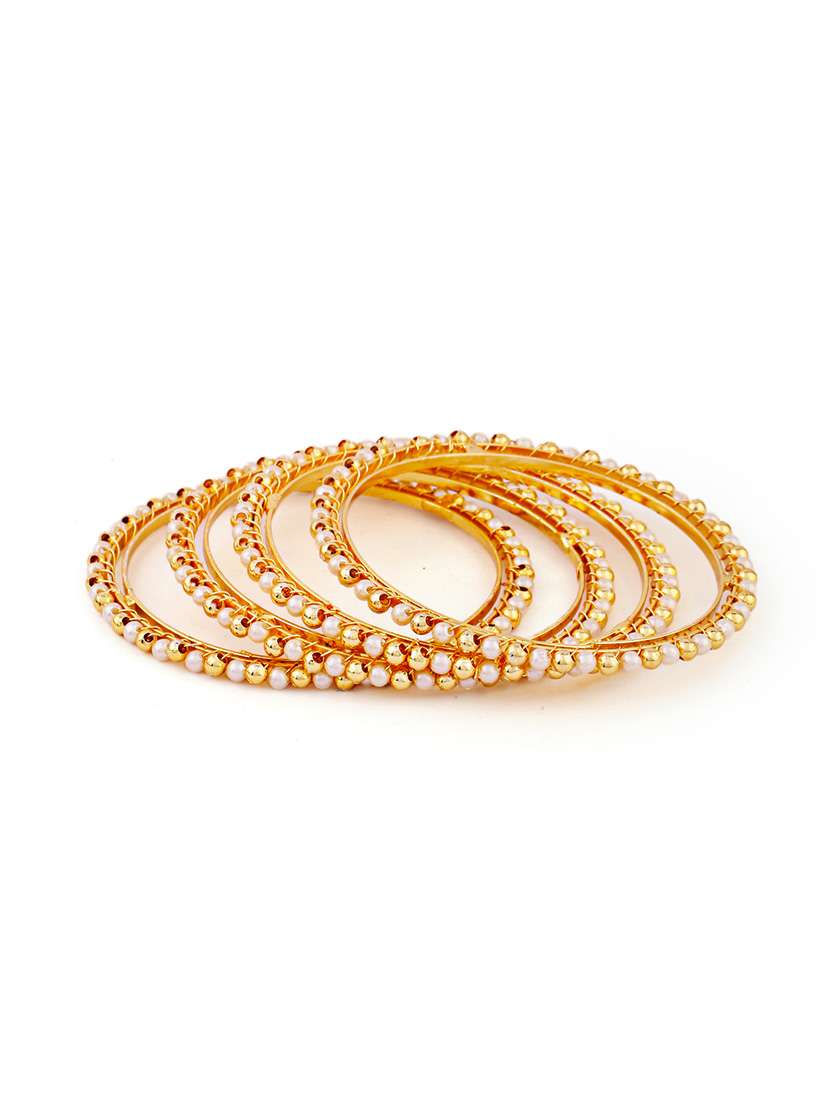 women gold plated pearl bangles - set of 4 - 21627051 -  Standard Image - 3