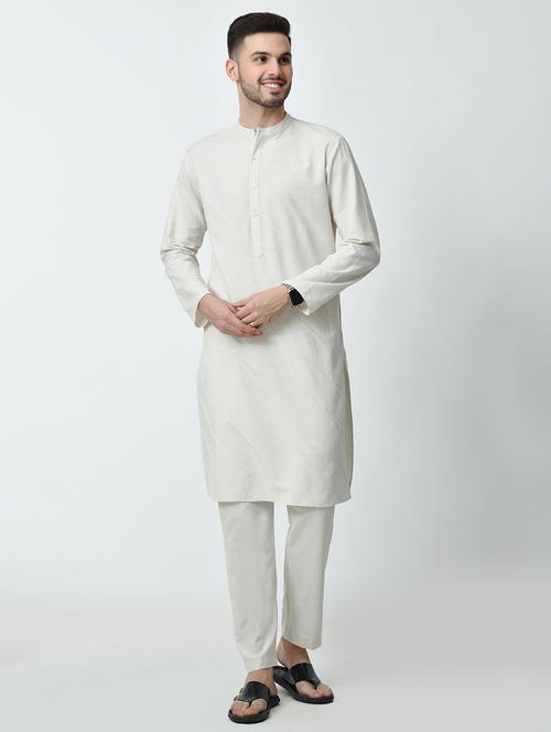 men regular fit mandarin neck solid long kurta  - 21627052 -  Standard Image - 0