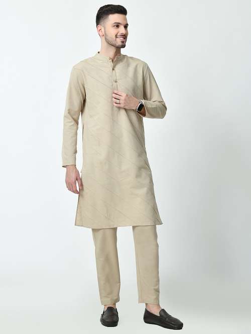 men solid long sleeves kurta - 21627053 -  Standard Image - 0