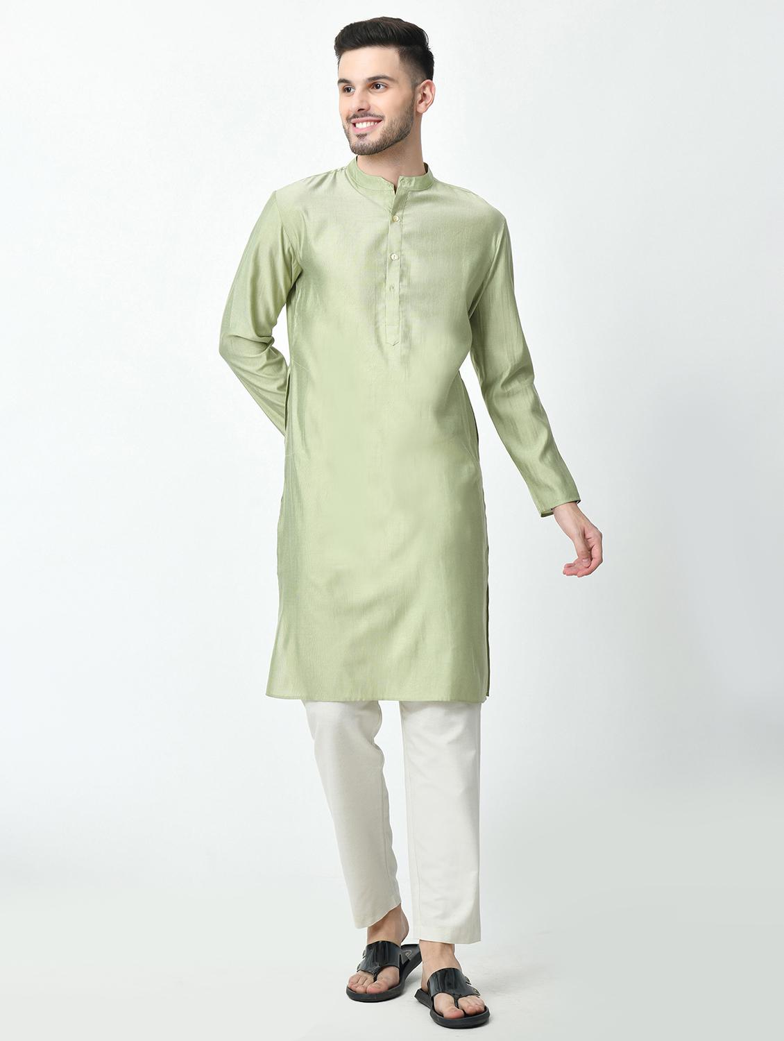 men solid long sleeves kurta - 21627054 - Standard Image - 3