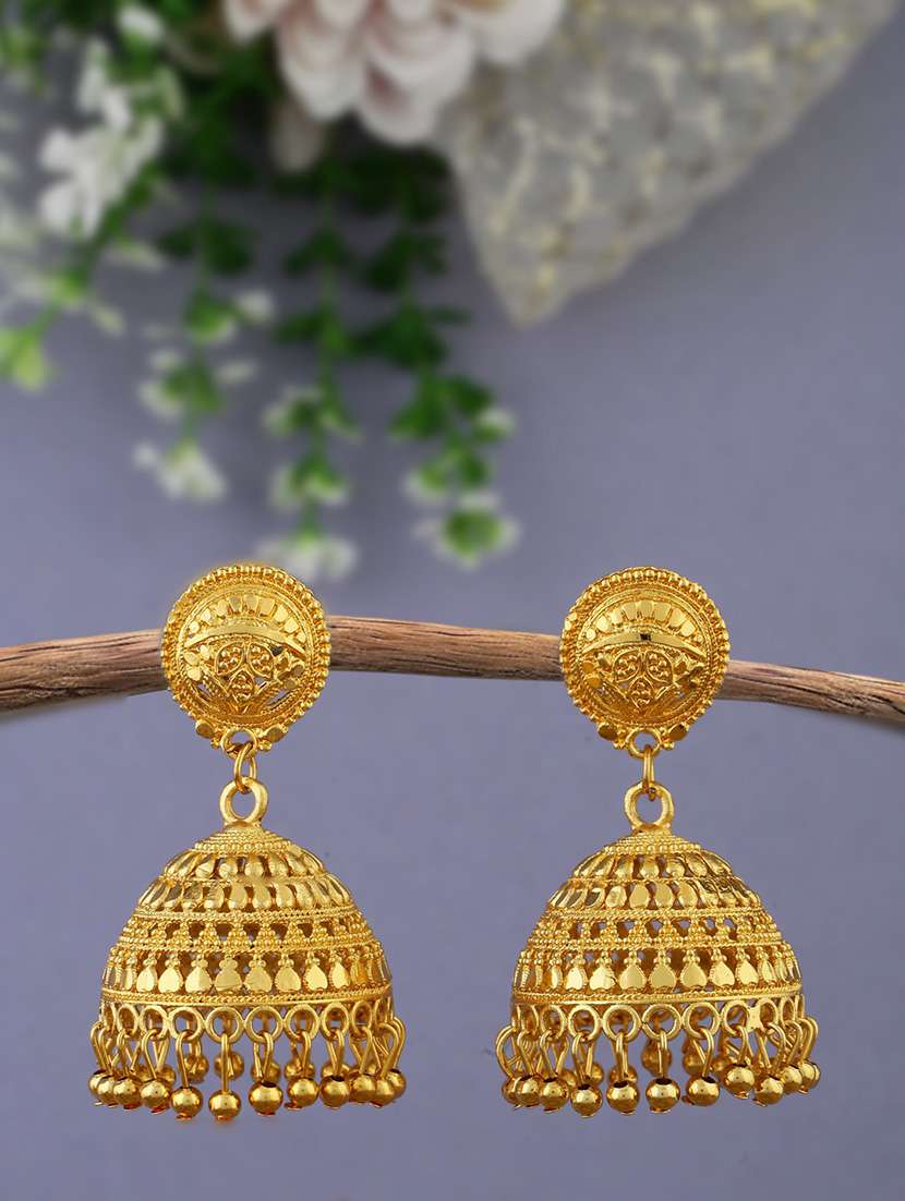 women gold plated jhumka earrings - 21627083 -  Zoom Image - 0