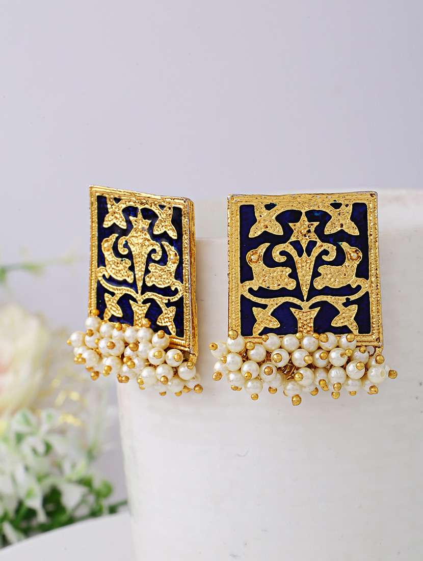 women gold-plated meenakari stud earrings