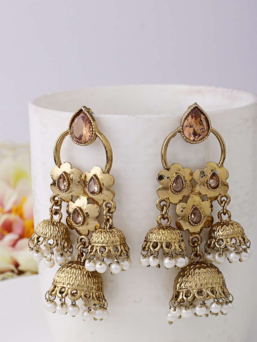 women gold plated jhumka earrings - 21627093 - Zoom Image - 0