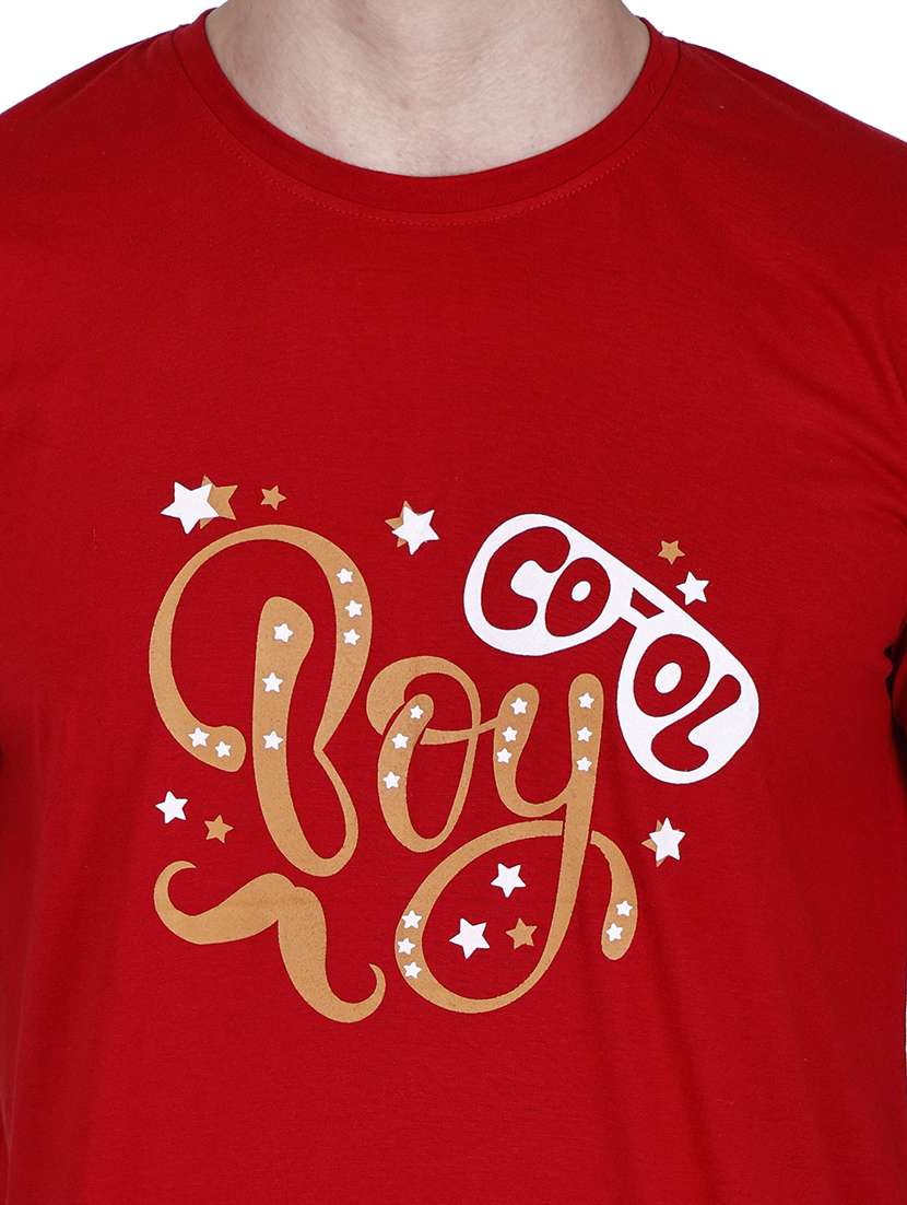 men red typographic round neck regular fit t-shirt - 21627199 -  Standard Image - 3