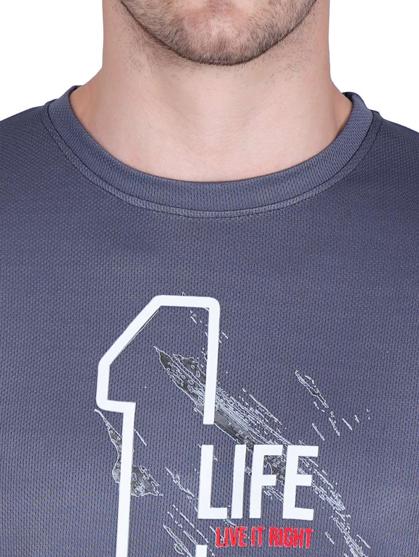 men blue typographic round neck regular fit t-shirt - 21627210 -  Standard Image - 3