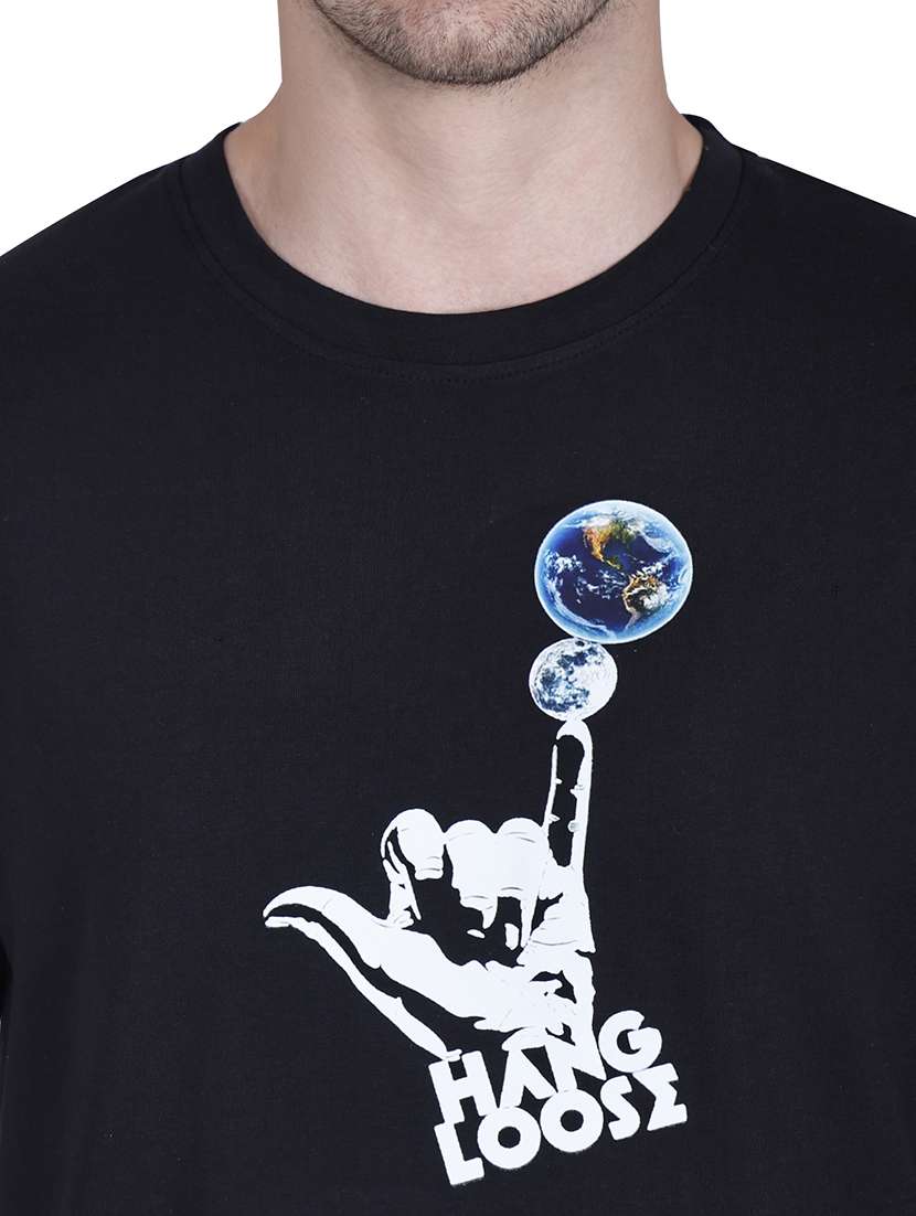 men black graphic round neck regular fit t-shirt - 21627212 -  Standard Image - 3