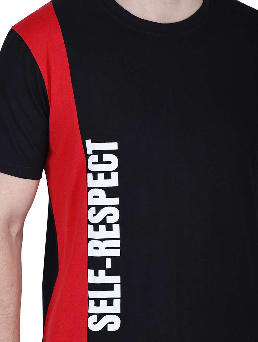 men black printed round neck regular fit t-shirt - 21627215 -  Standard Image - 3