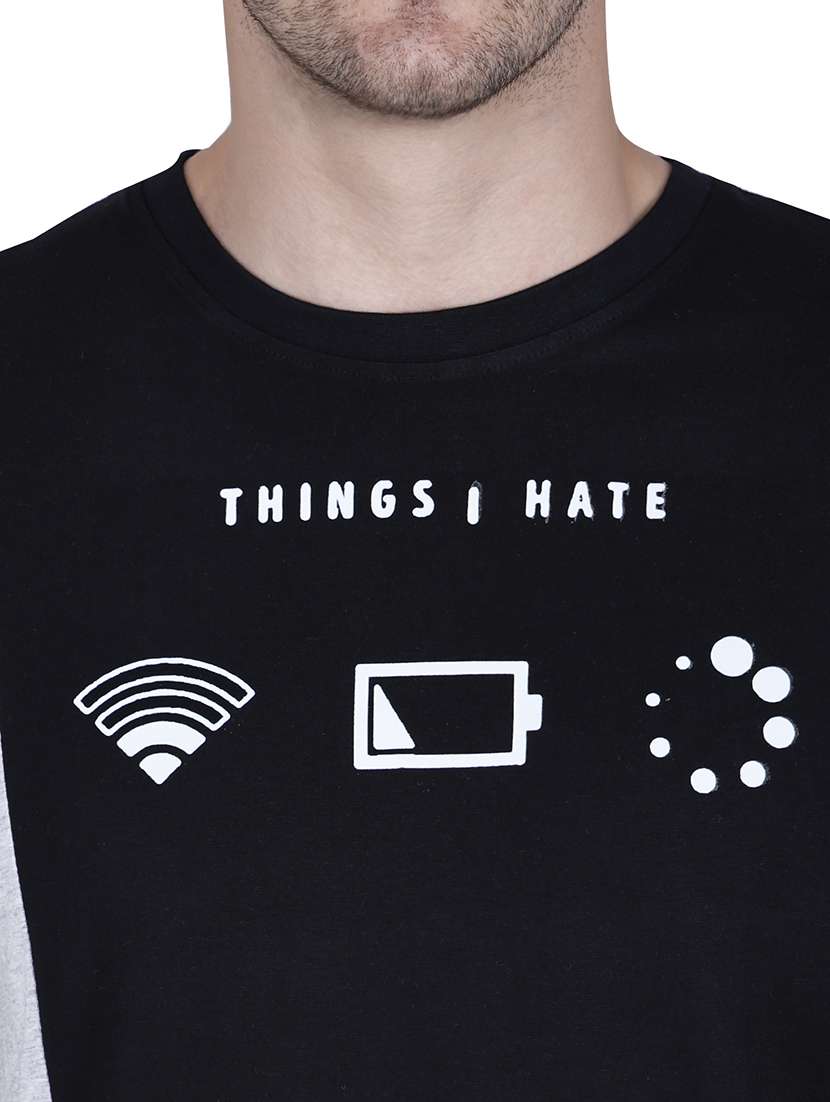 men black printed round neck regular fit t-shirt - 21627217 -  Standard Image - 3