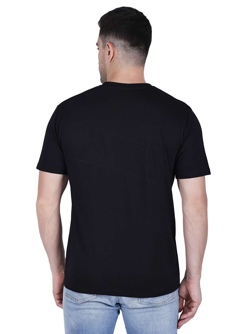 men black printed round neck regular fit t-shirt - 21627218 -  Standard Image - 3