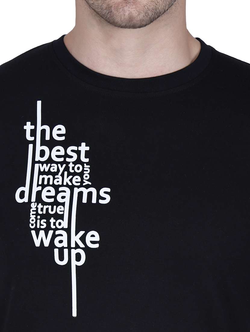 men black typographic round neck regular fit t-shirt - 21627219 -  Standard Image - 3
