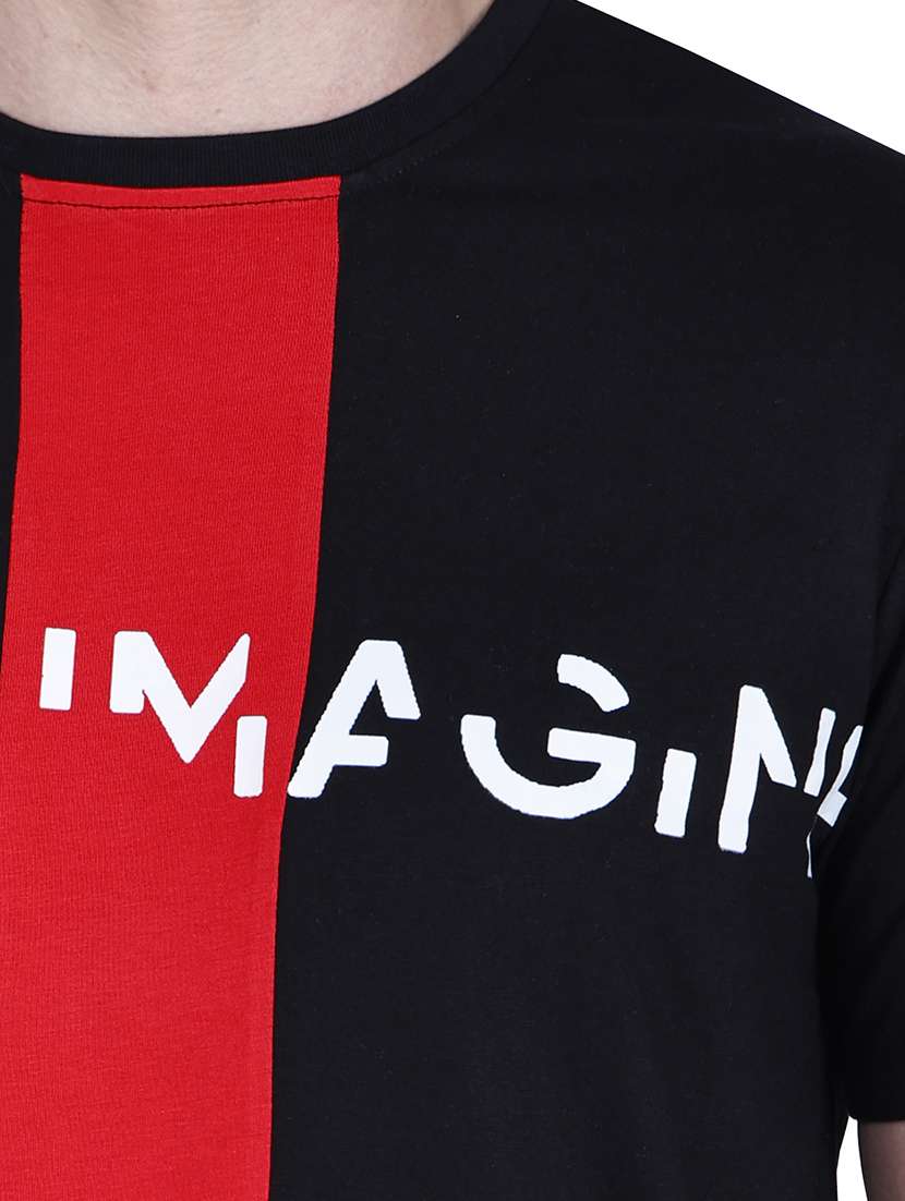 men black printed round neck regular fit t-shirt - 21627220 -  Standard Image - 3