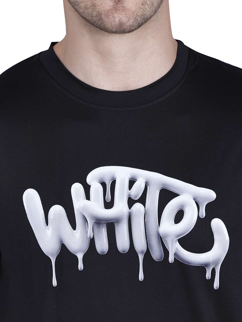 men black typographic round neck regular fit t-shirt - 21627222 -  Standard Image - 3