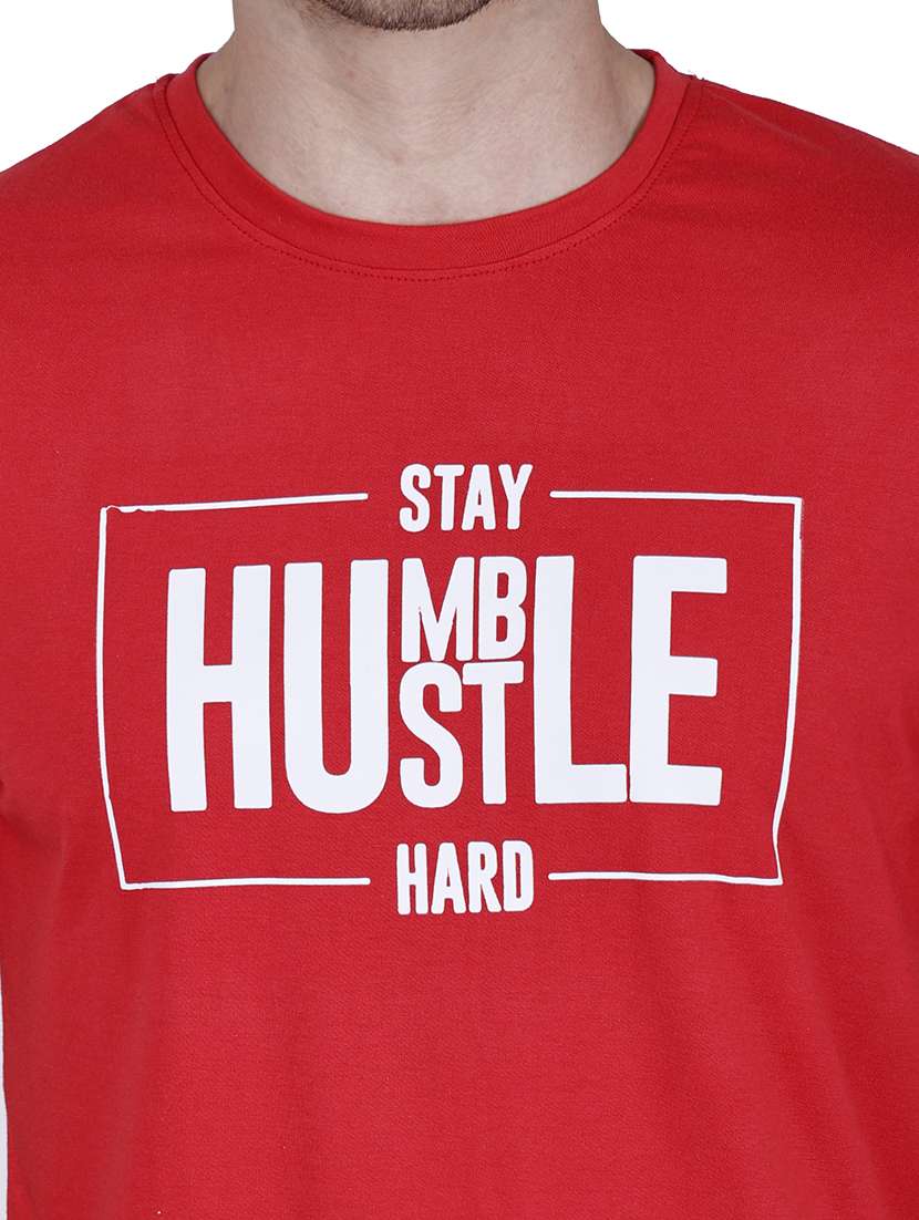 men red typographic round neck regular fit t-shirt - 21627223 -  Standard Image - 3