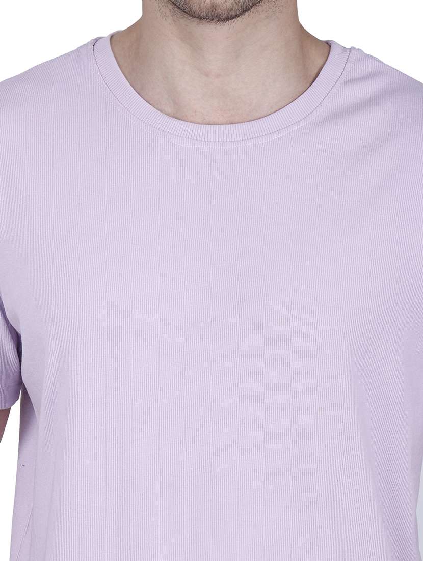 men lavender solid round neck regular fit t-shirt - 21627228 -  Standard Image - 3