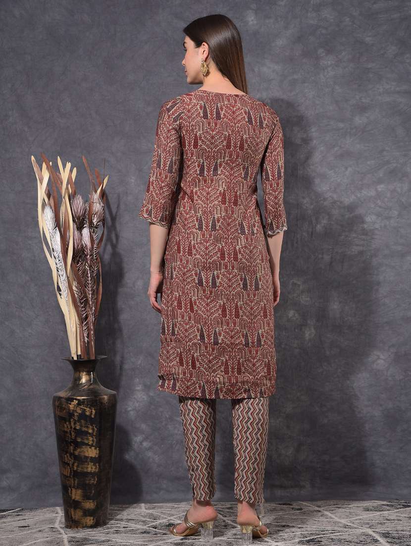 women printed three quarter sleeve kurta pant set - 21627231 - Standard Image - 3