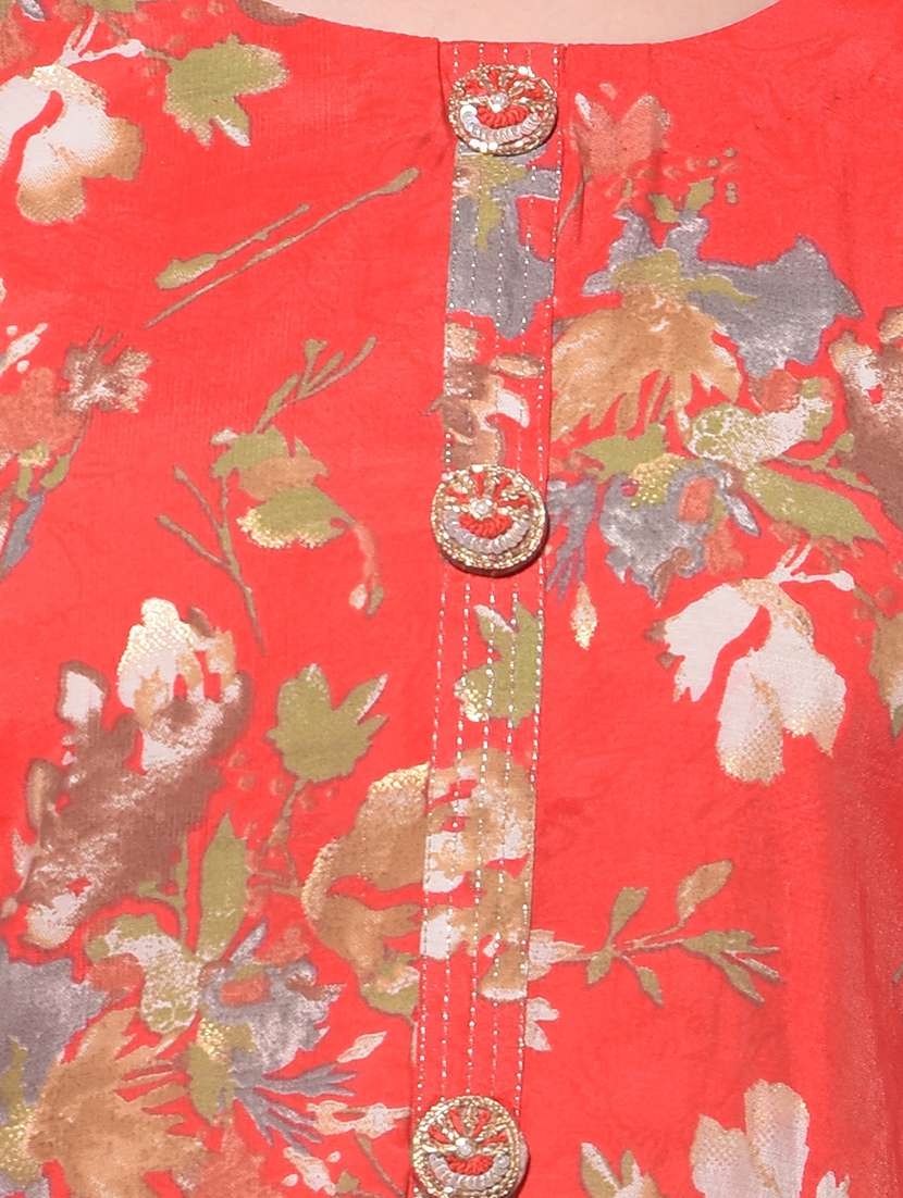 women floral three quarter sleeve kurta pant set - 21627249 -  Standard Image - 5
