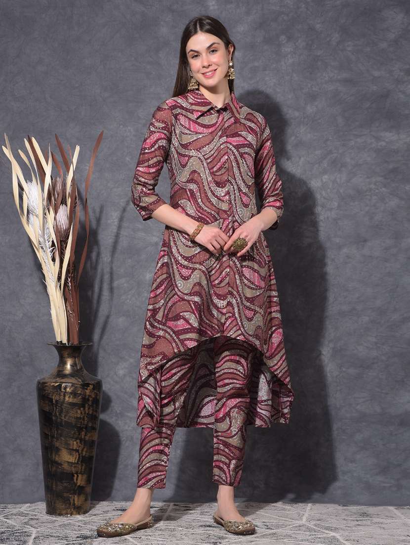 women printed three quarter sleeve kurta pant set - 21627259 -  Zoom Image - 0