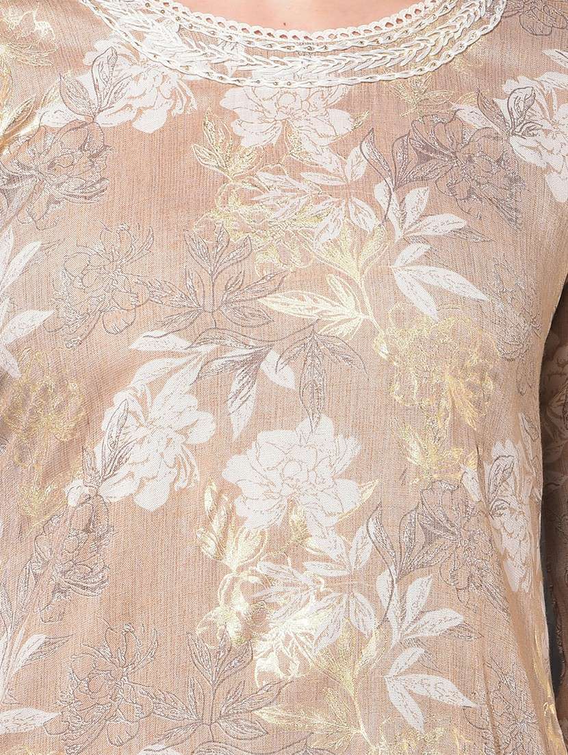 women floral three quarter sleeve kurta pant set - 21627264 -  Standard Image - 5