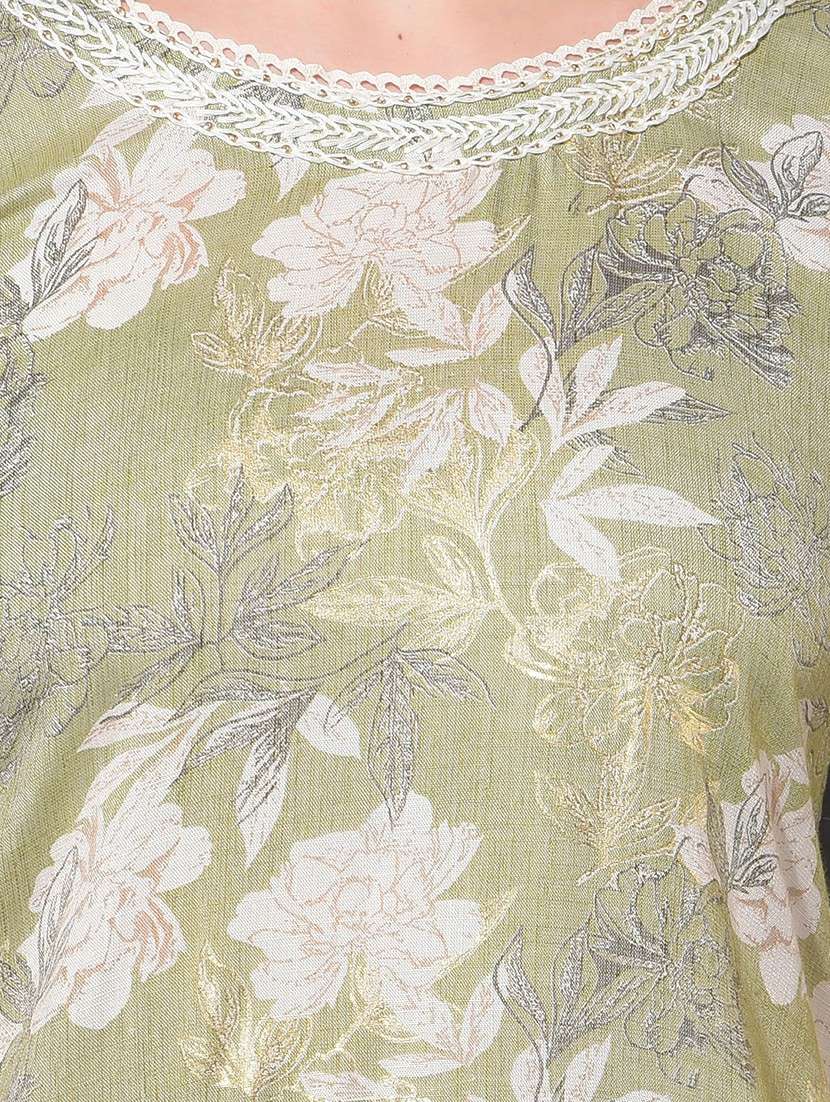 women floral three quarter sleeve kurta pant set - 21627265 -  Standard Image - 5