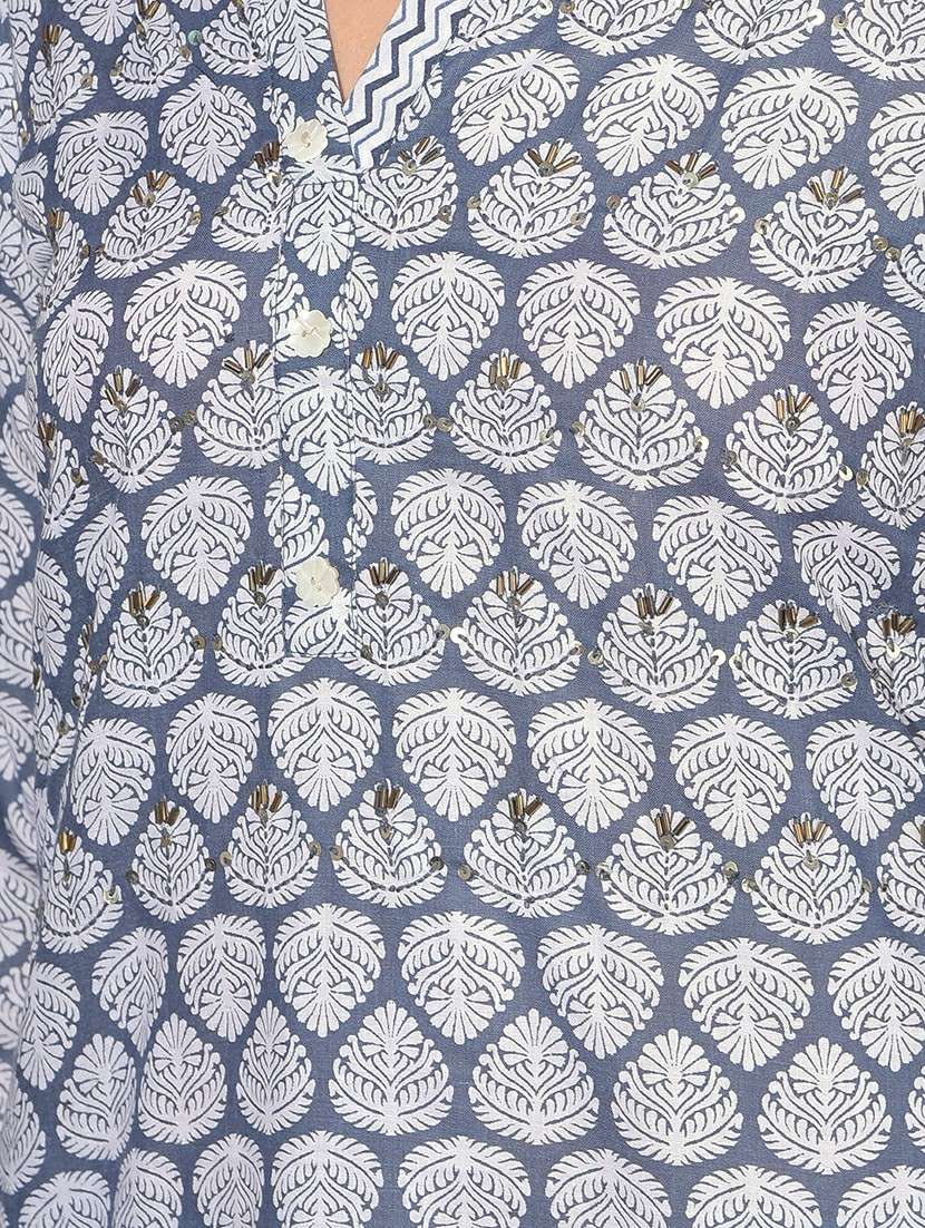 women printed three quarter sleeve kurta pant set - 21627275 -  Standard Image - 5