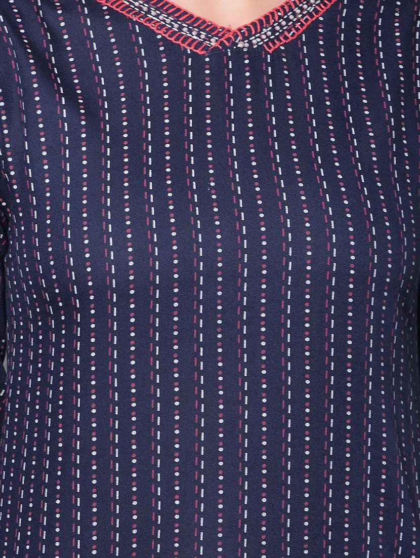 women printed three quarter sleeve staight kurta - 21627306 -  Standard Image - 5