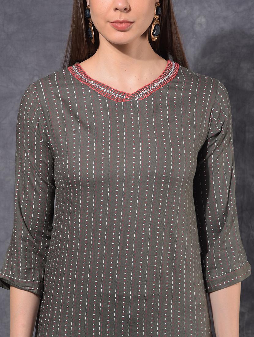 women printed three quarter sleeve staight kurta - 21627309 - Standard Image - 5