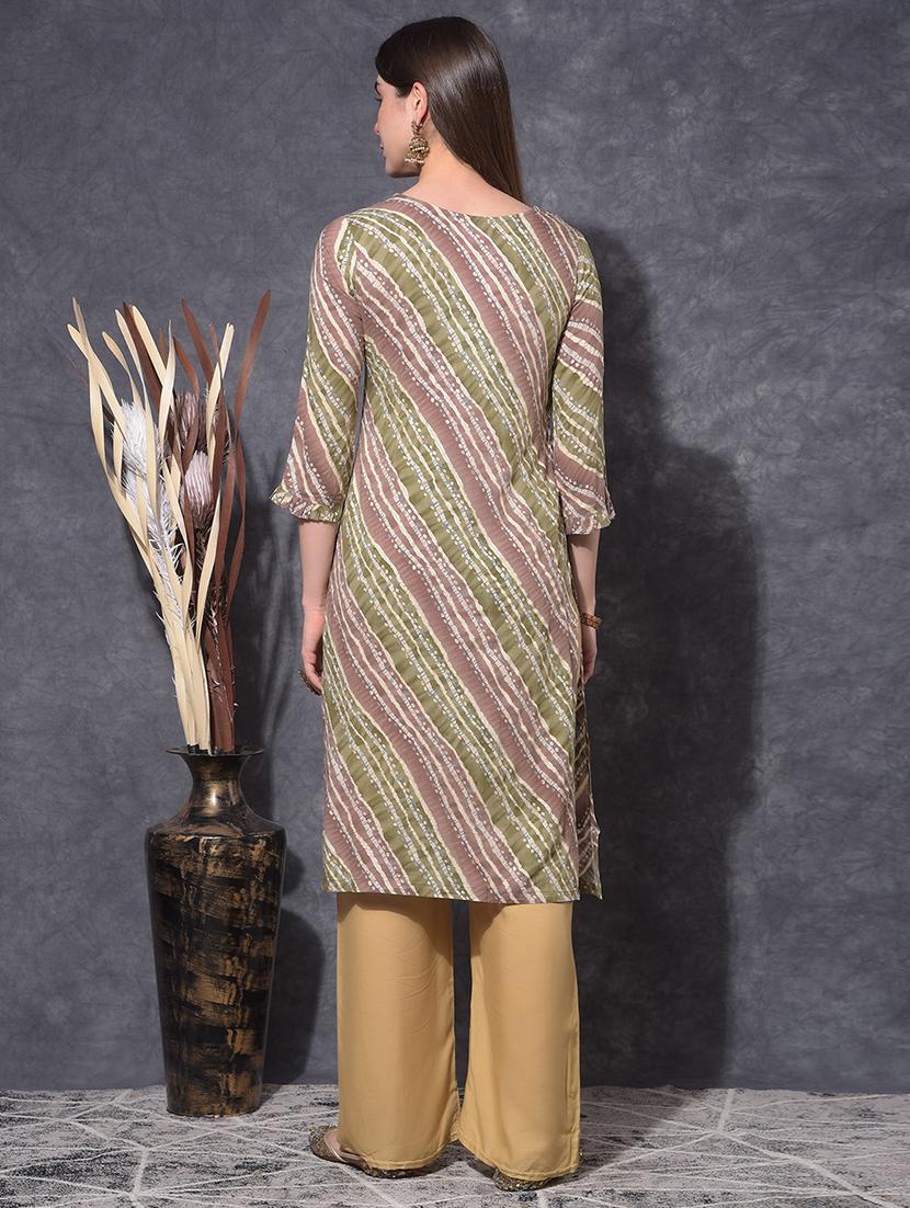 women printed three quarter sleeve straight kurta - 21627314 - Standard Image - 3
