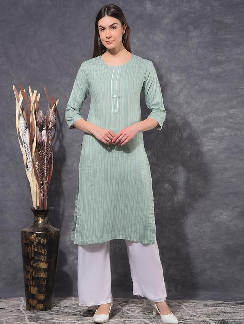 women printed three quarter sleeve straight kurta - 21627366 - Standard Image - 0