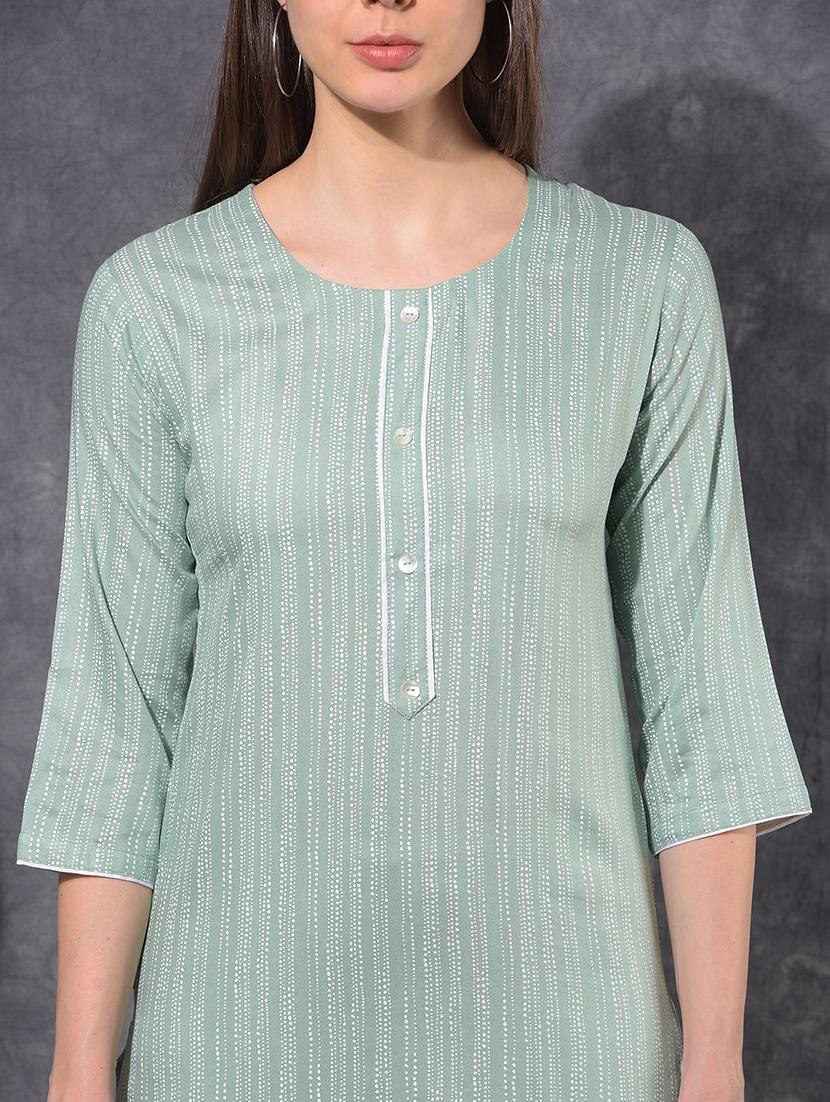 women printed three quarter sleeve straight kurta - 21627366 - Standard Image - 5