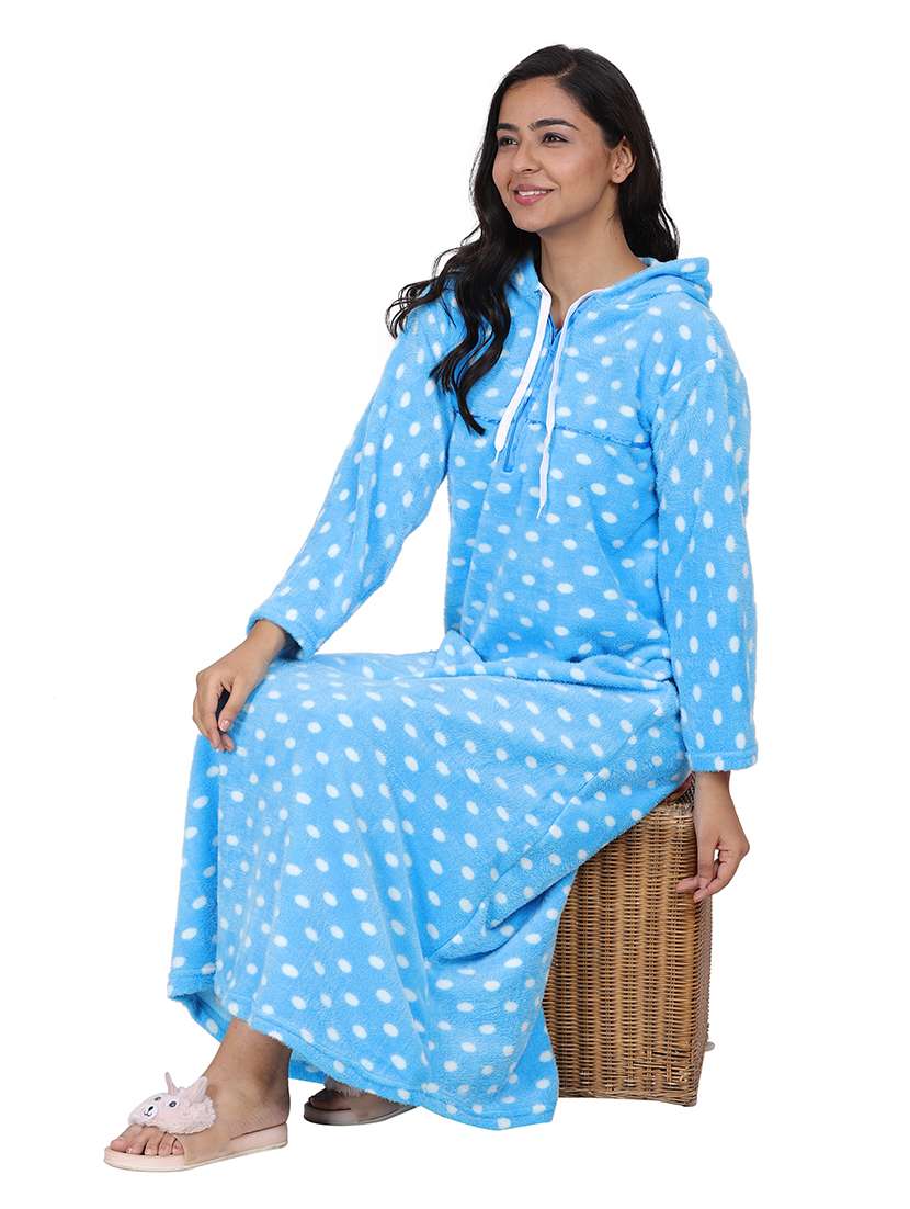women polka doted hooded nighty - 21627448 -  Standard Image - 5