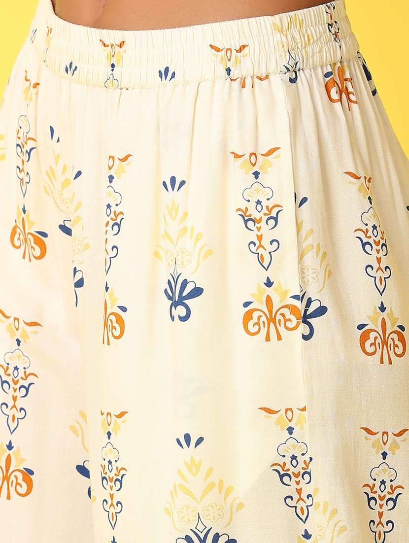 women off white printed palazzo - 21627452 -  Standard Image - 5