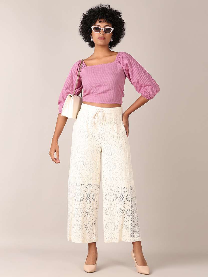 women lavender self design crop top - 21627466 -  Standard Image - 3