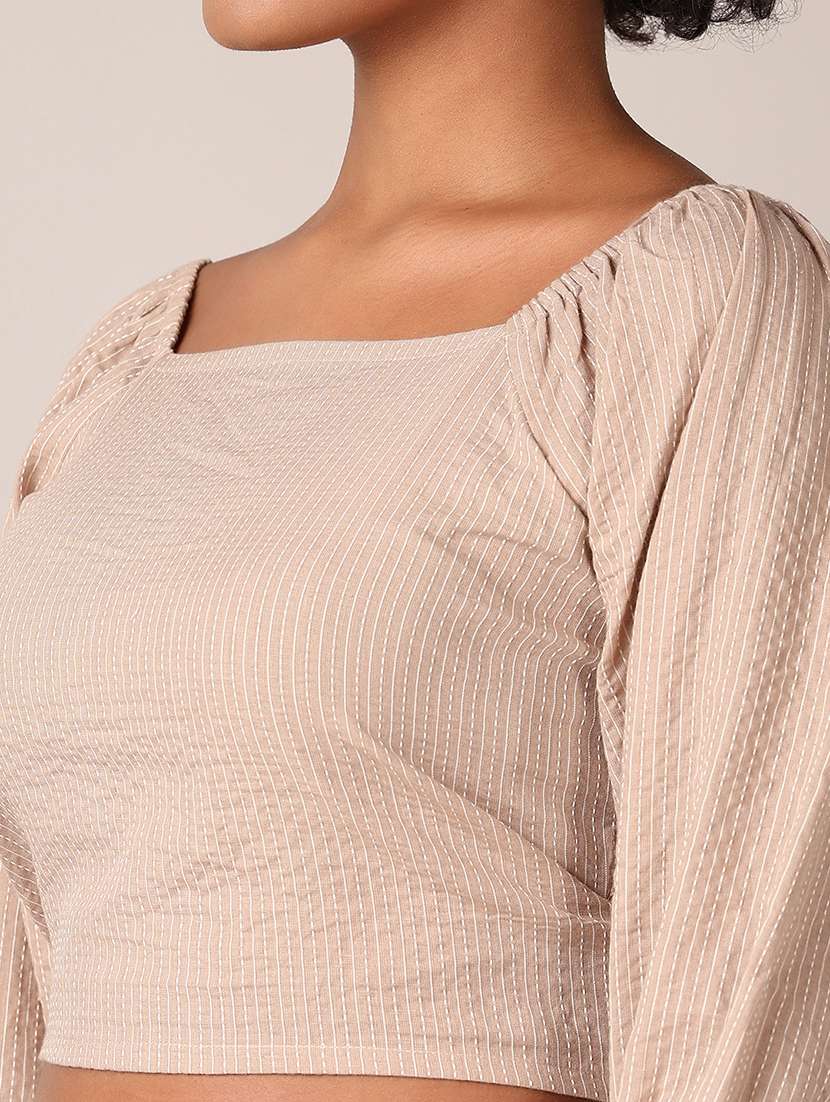 women beige self design crop top - 21627467 -  Standard Image - 5