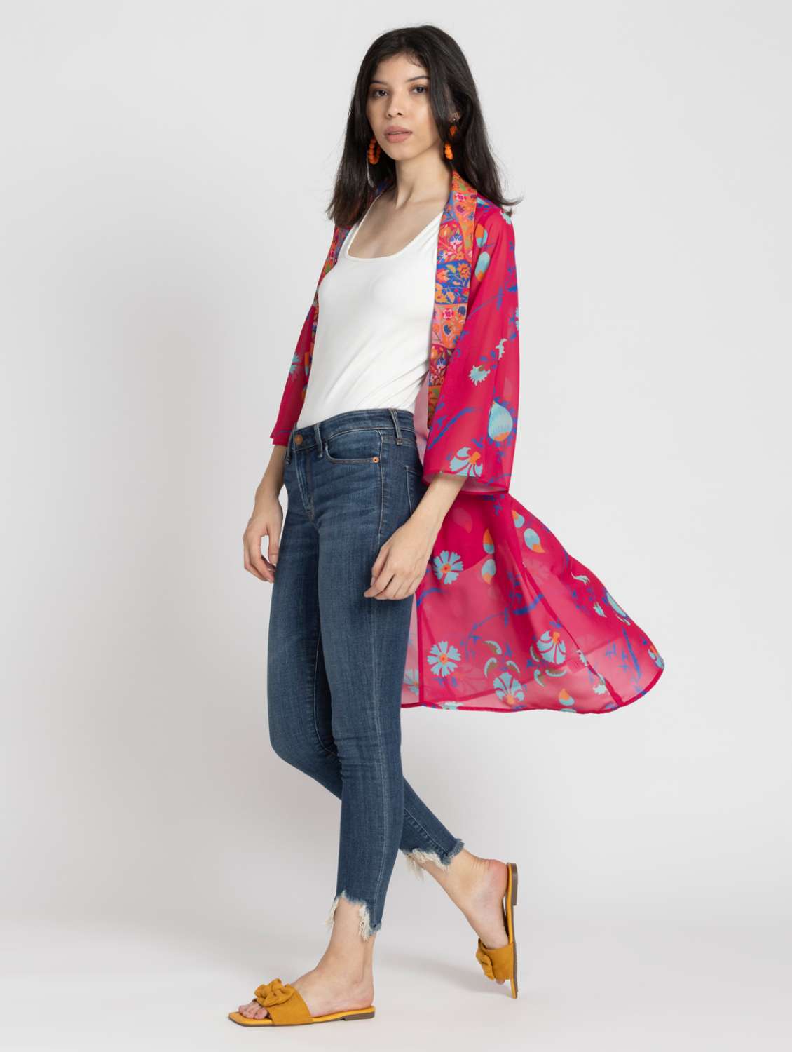 women pink printed long shrug - 21627545 - Standard Image - 3