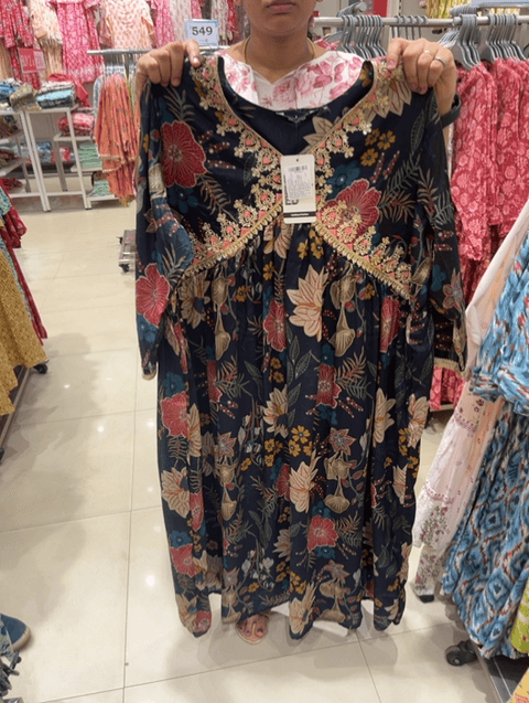 navy blue chiffon kurta - 21627622 - Zoom Image - 0