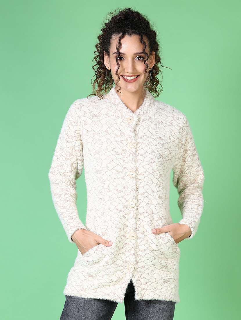 women self design long sleeve cardigan