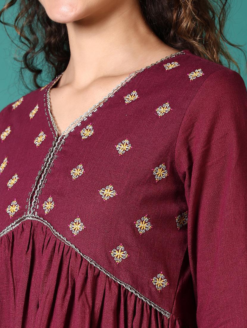 women embroidered three quarter sleeve a-line kurta - 21627653 - Standard Image - 5