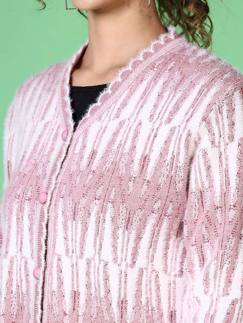 women self design long sleeve cardigan - 21627679 -  Standard Image - 5