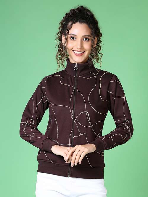 women all over print stand collar sweatshirt - 21627688 -  Standard Image - 0