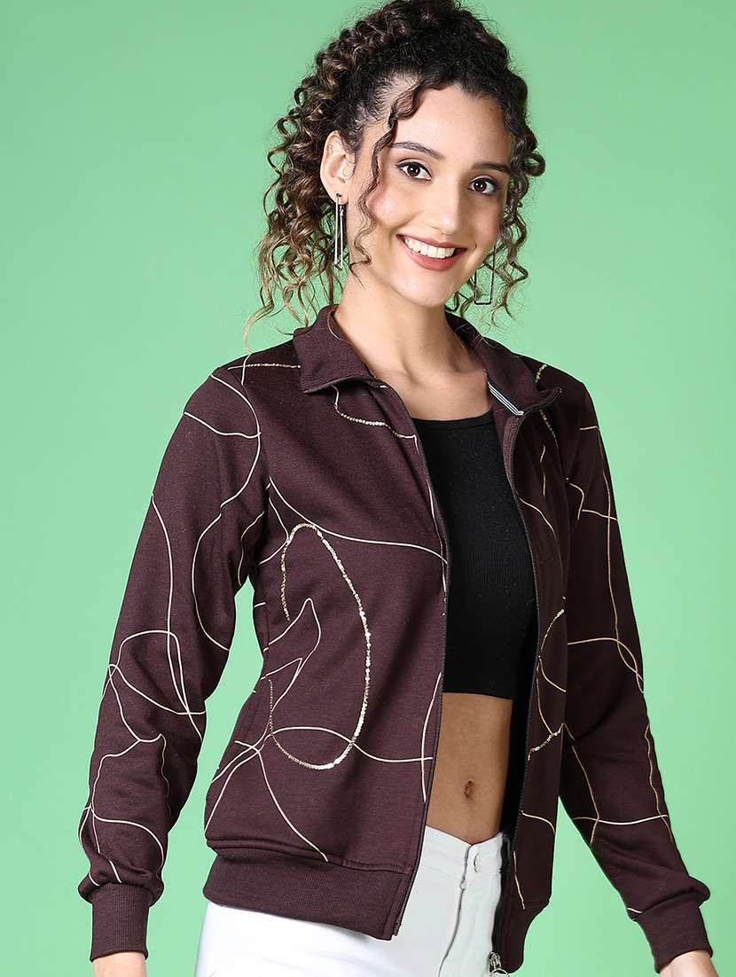 women all over print stand collar sweatshirt - 21627688 -  Standard Image - 3