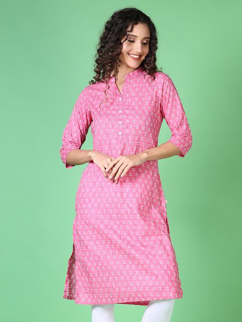 women floral mandarin neck straight kurta - 21627696 -  Standard Image - 0