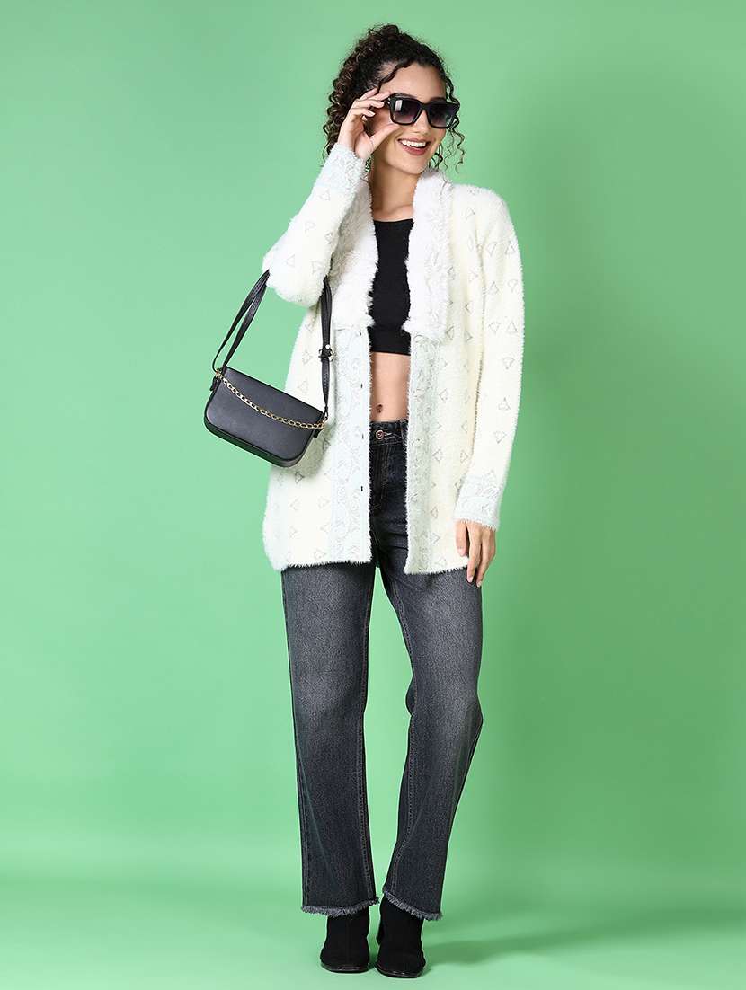 women self design long sleeve cardigan - 21627702 -  Standard Image - 3