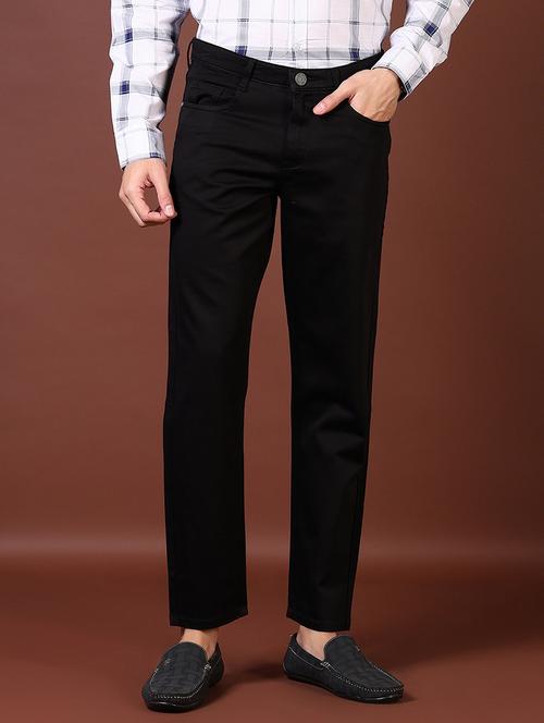 men solid mid rise flat front casual trouser - 21627729 -  Standard Image - 0