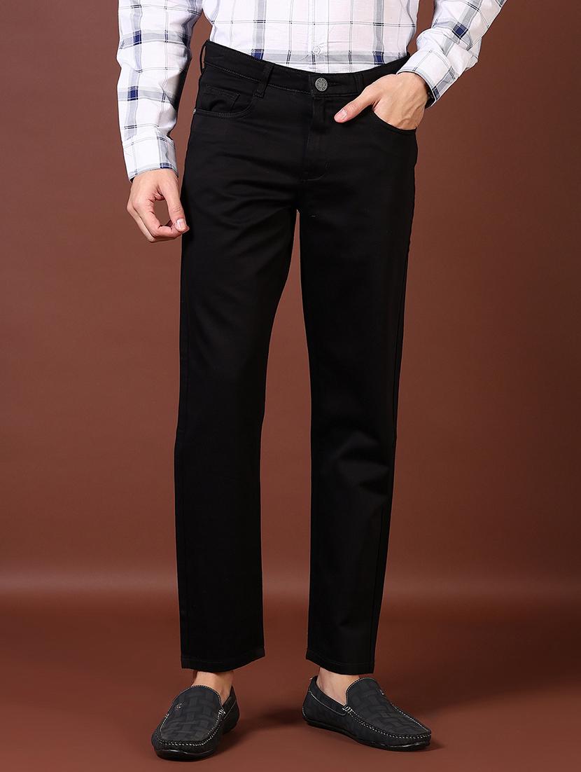 men solid mid rise flat front casual trouser - 21627729 -  Zoom Image - 0