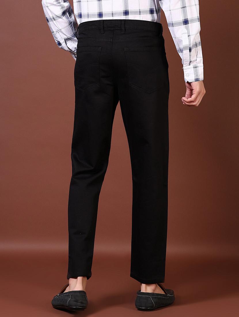 men solid mid rise flat front casual trouser - 21627729 - Standard Image - 3