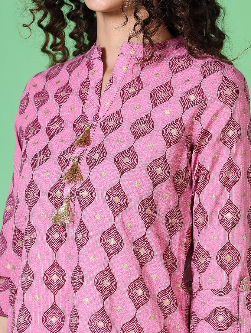 women printed mandarin neck straight kurta - 21627795 - Standard Image - 5