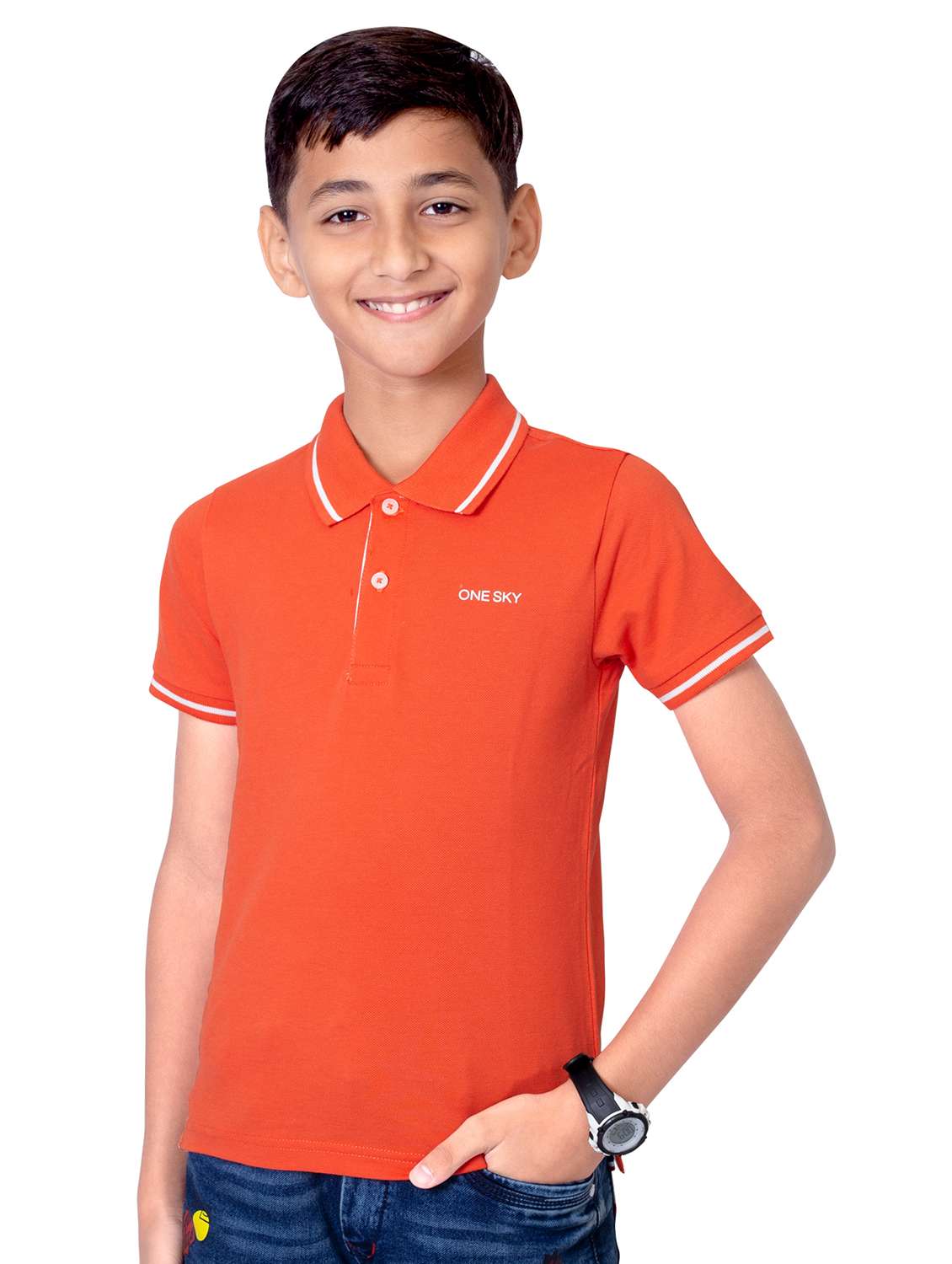 boys placement printed polo neck t-shirt