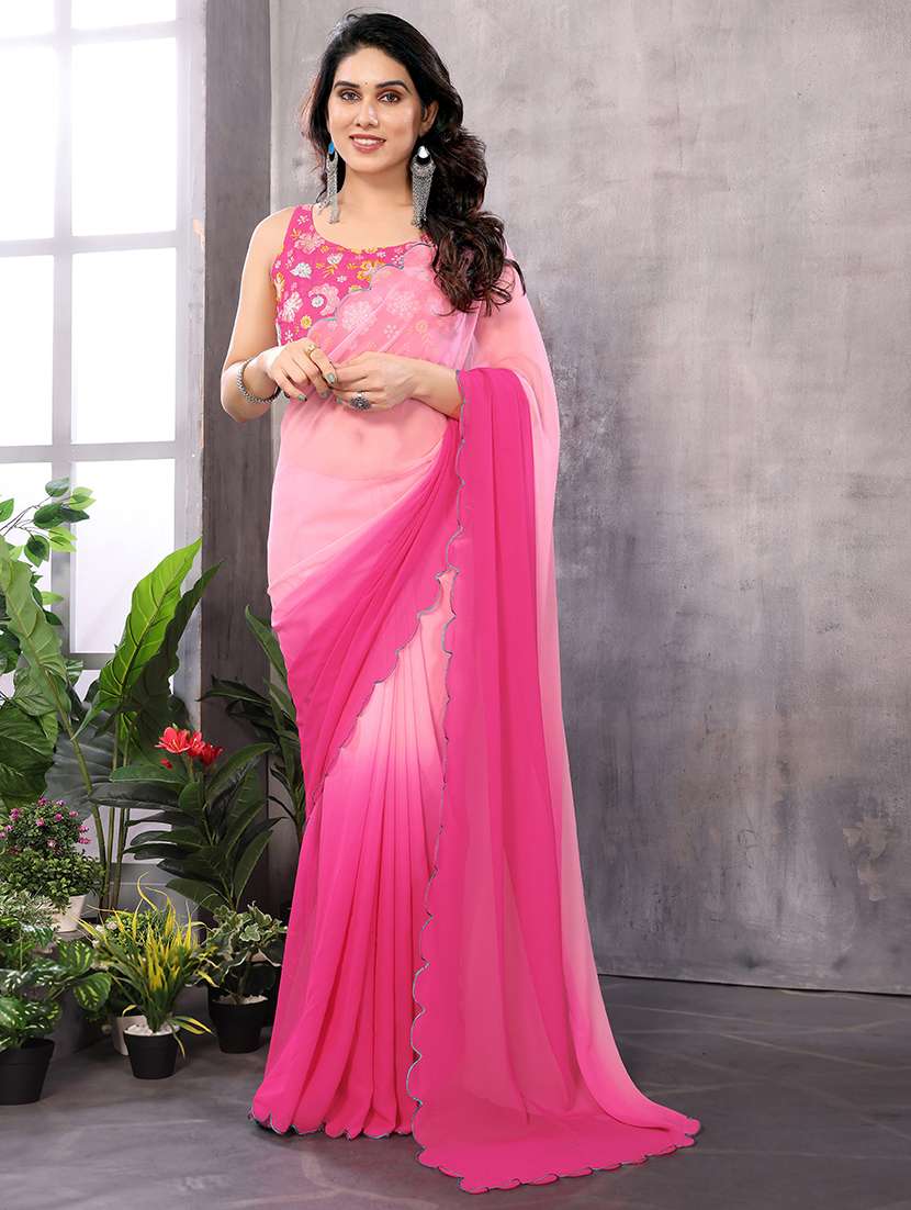 women ombre printed saree with blouse