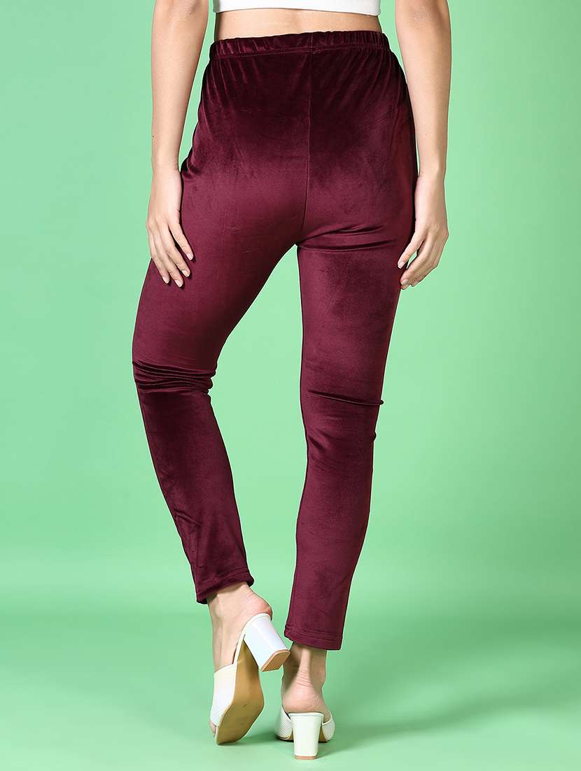 women maroon solid full length legging - 21628471 -  Standard Image - 3