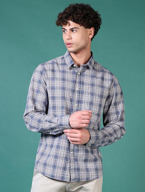 men checkered long sleeve casual shirt - 21628478 - Standard Image - 0